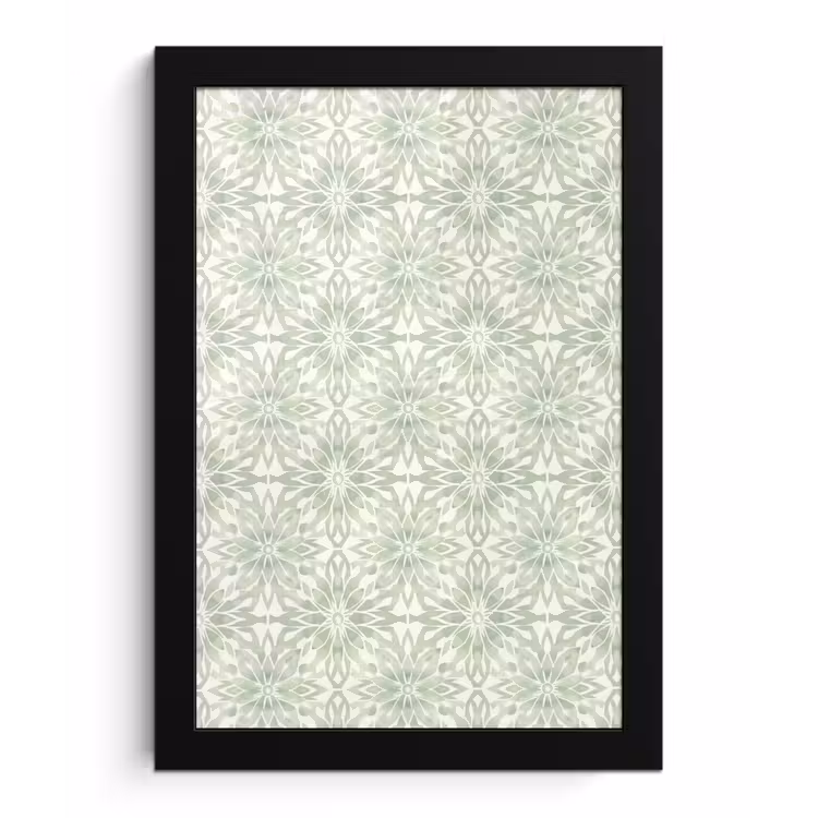 Poster met lijst - Saliegroen - Symmetrisch - Mandala - Ornament - Patroon — 1
