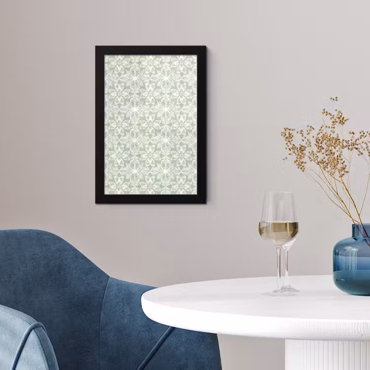 Poster met lijst - Saliegroen - Symmetrisch - Mandala - Ornament - Patroon — 2