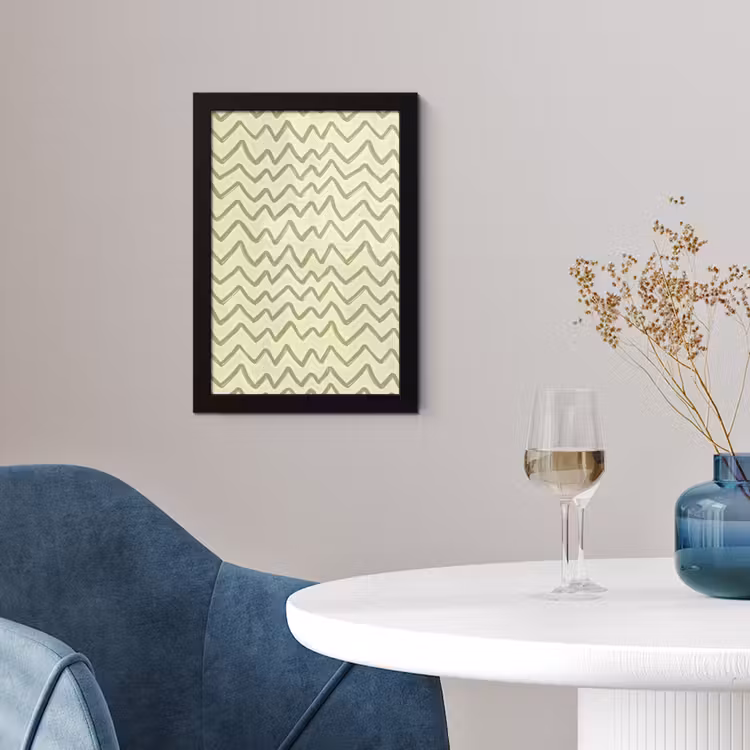 Poster met lijst - Saliegroen - Zigzag - Handgetekend - Patroon — 2