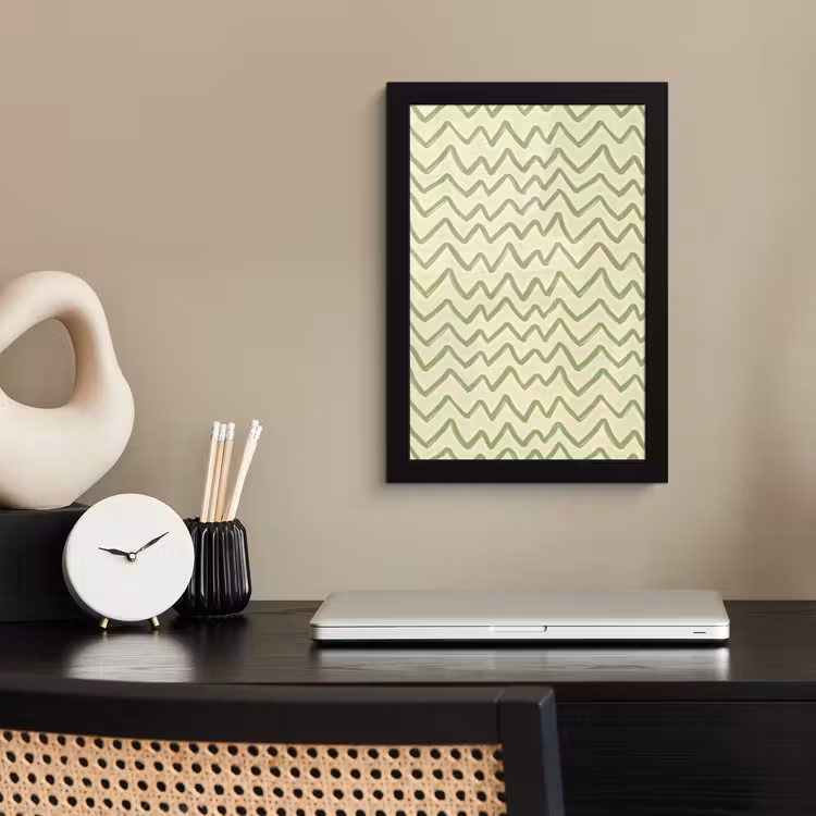 Poster met lijst - Saliegroen - Zigzag - Handgetekend - Patroon — 3