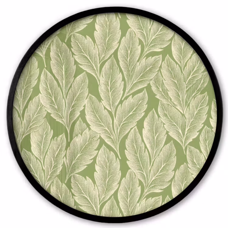 Ronde fotolijst - Groen - Botanisch - Bladeren - Vintage - Patroon — 1