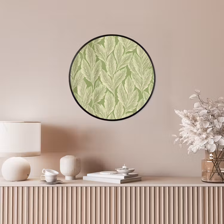 Ronde fotolijst - Groen - Botanisch - Bladeren - Vintage - Patroon — 5