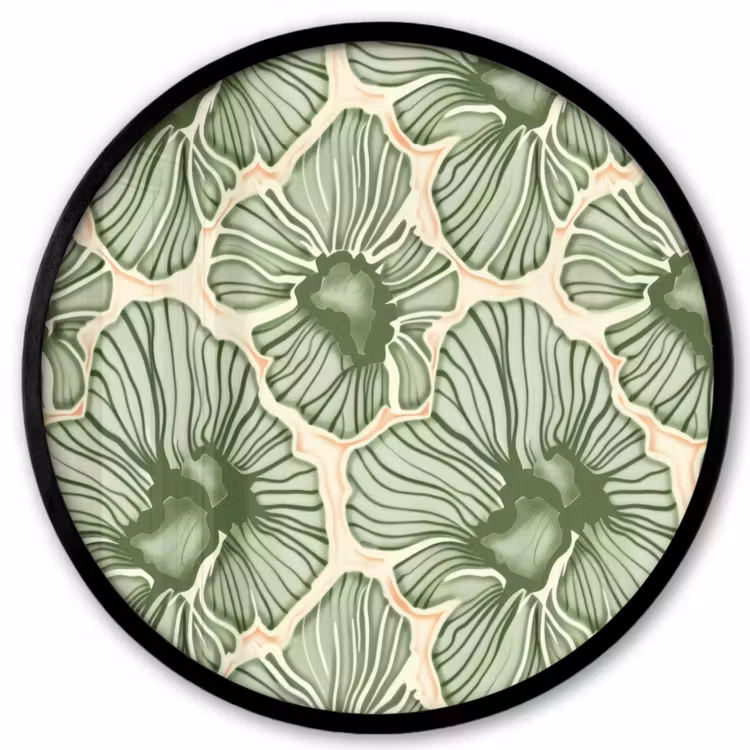 Ronde fotolijst - Groen - Botanisch - Bloemen - Organisch - Patroon — 1