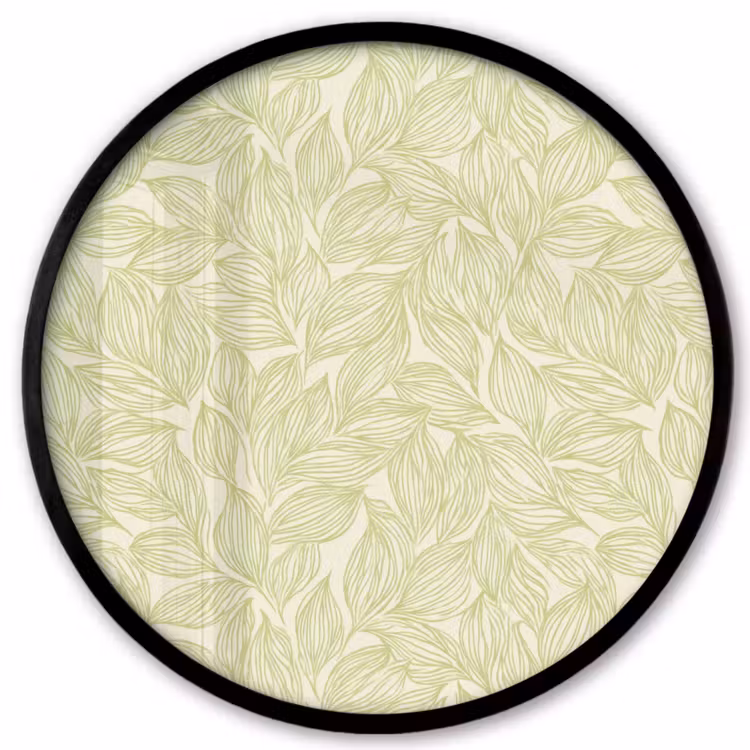 Ronde fotolijst - Saliegroen - Botanisch - Bladeren - Handgetekend - Patroon — 1
