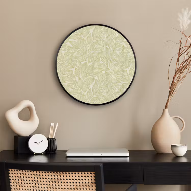 Ronde fotolijst - Saliegroen - Botanisch - Bladeren - Handgetekend - Patroon — 3