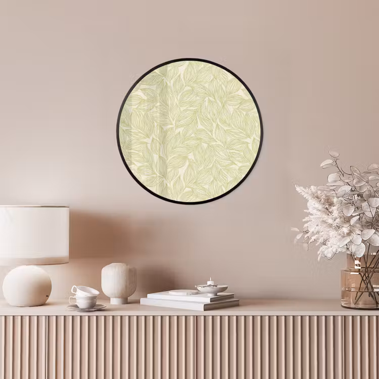 Ronde fotolijst - Saliegroen - Botanisch - Bladeren - Handgetekend - Patroon — 5