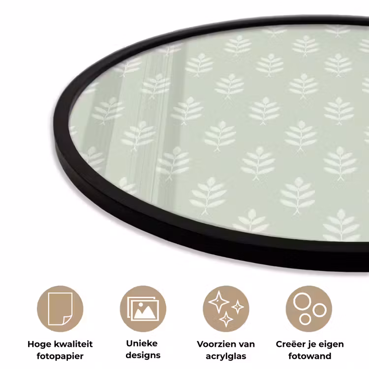 Ronde fotolijst - Saliegroen - Botanisch - Takjes - Minimalistisch - Patroon — 2