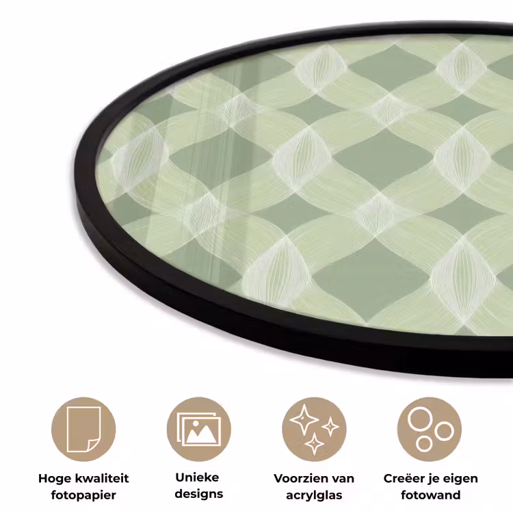 Ronde fotolijst - Saliegroen - Geometrisch - Organisch - Traliewerk - Patroon — 2