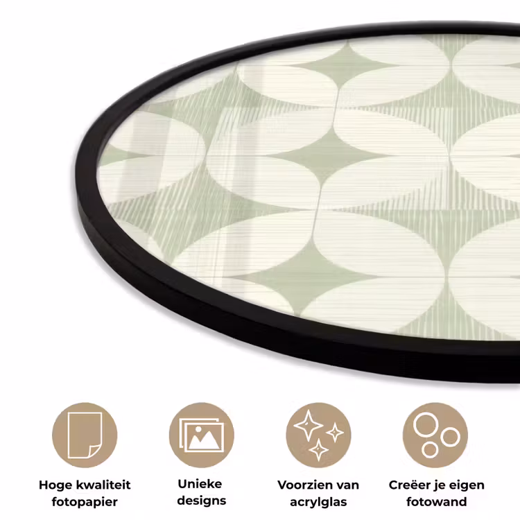 Ronde fotolijst - Saliegroen - Geometrisch - Retro - Mid-Century - Patroon — 2