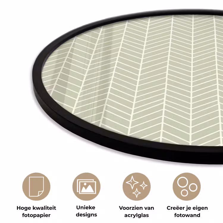 Ronde fotolijst - Saliegroen - Visgraat - Geometrisch - Patroon — 2
