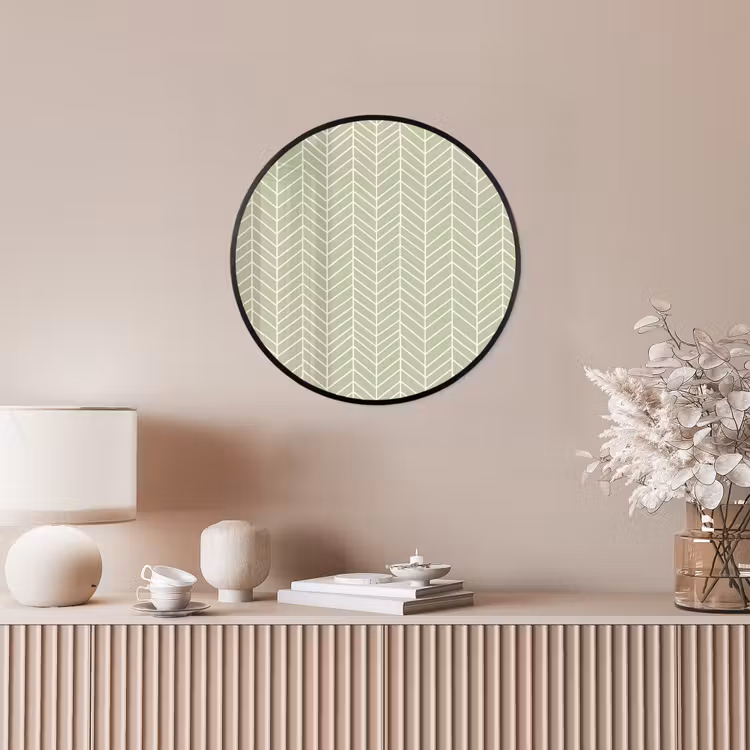 Ronde fotolijst - Saliegroen - Visgraat - Geometrisch - Patroon — 5