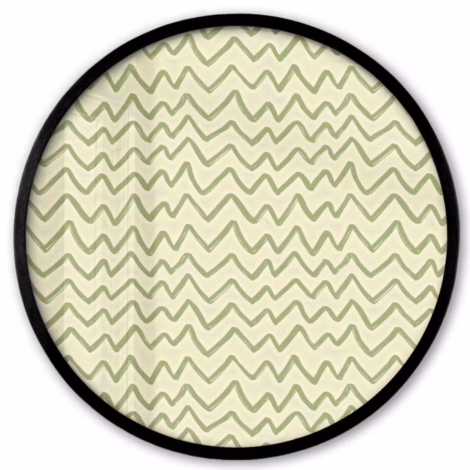 Ronde fotolijst - Saliegroen - Zigzag - Handgetekend - Patroon — 1