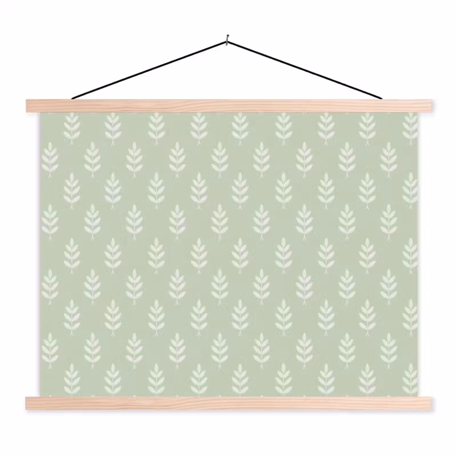 Schoolplaat - Saliegroen - Botanisch - Takjes - Minimalistisch - Patroon — 1