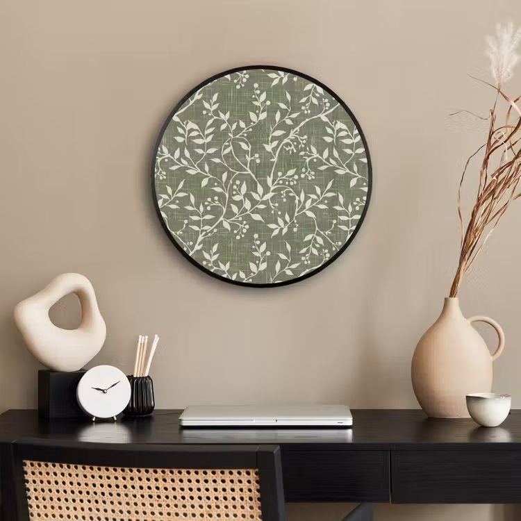 Ronde fotolijst - Saliegroen - Botanisch - Takken - Besjes - Linnen - Patroon — 3
