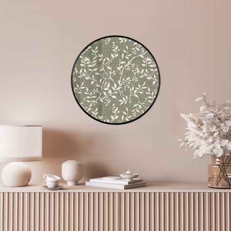 Ronde fotolijst - Saliegroen - Botanisch - Takken - Besjes - Linnen - Patroon — 5