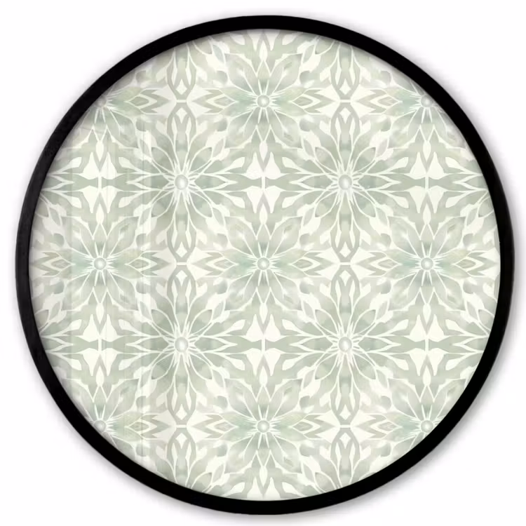 Ronde fotolijst - Saliegroen - Symmetrisch - Mandala - Ornament - Patroon — 1