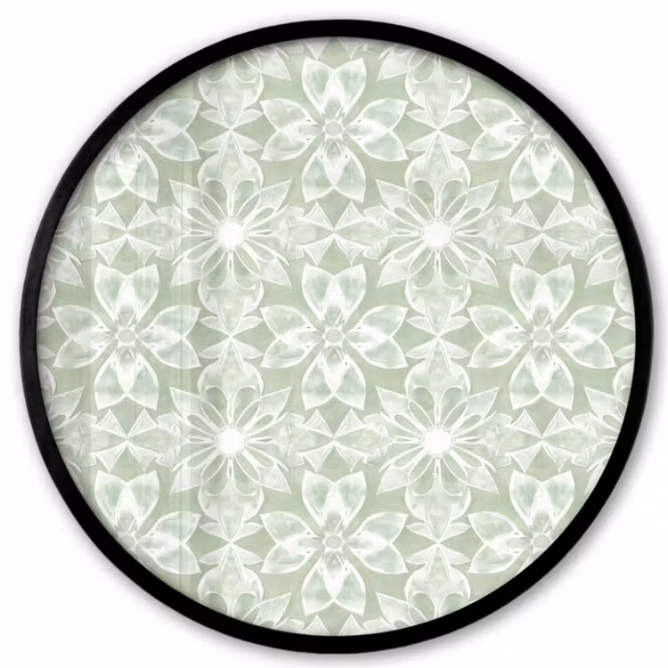 Ronde fotolijst - Saliegroen - Symmetrisch - Mandala - Ornament - Patroon — 1