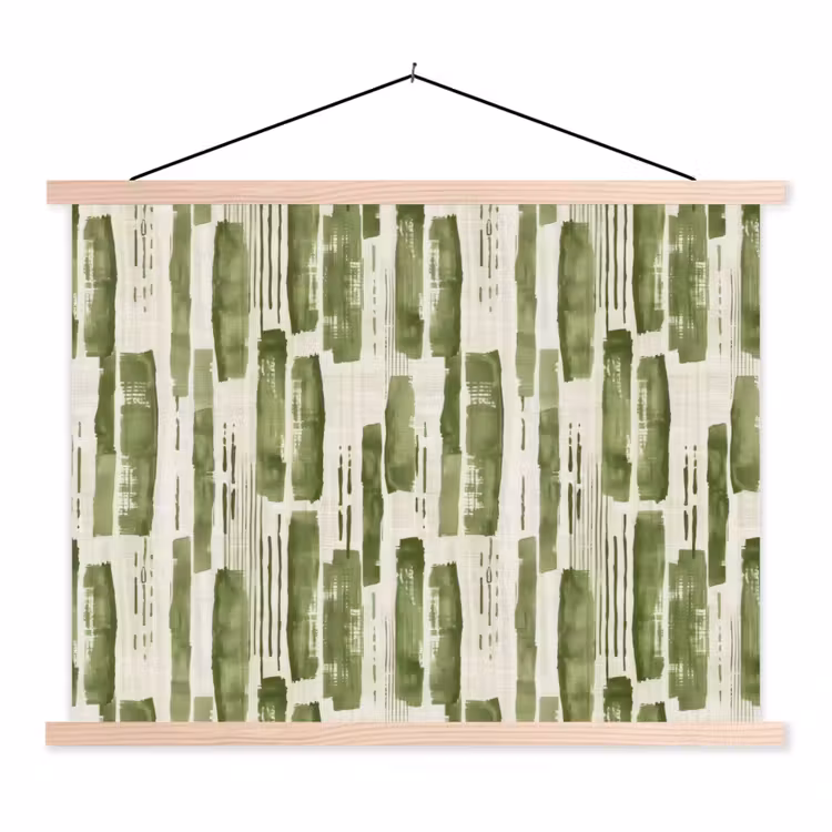Schoolplaat - Groen - Abstract - Penseelstreken - Linnen - Patroon — 1