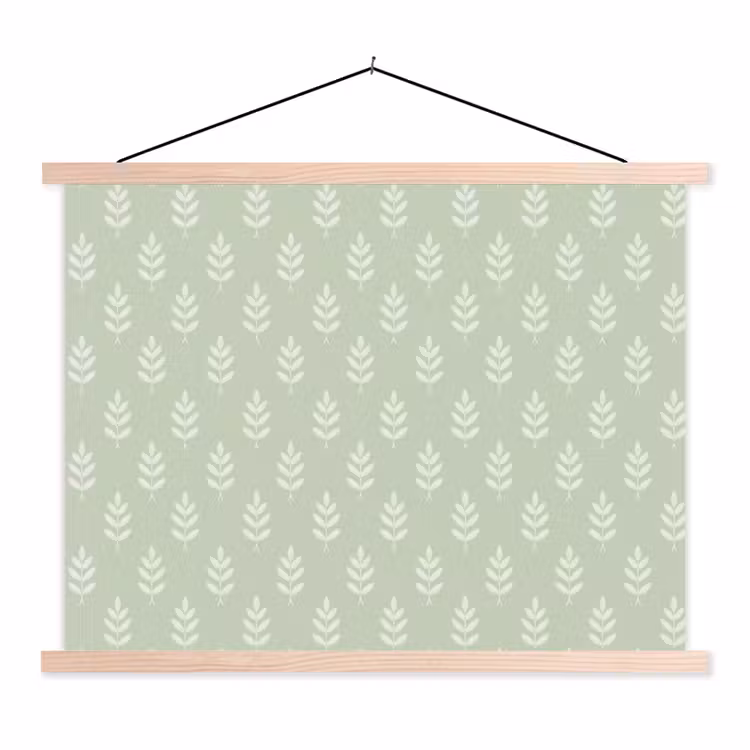 Schoolplaat - Saliegroen - Botanisch - Takjes - Minimalistisch - Patroon — 1