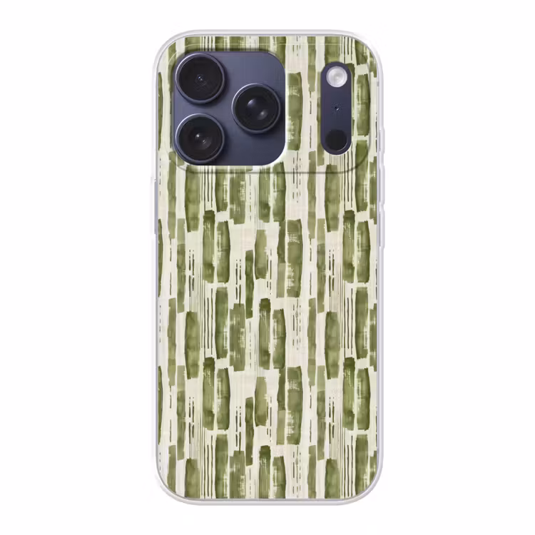 Telefoonhoesje - Groen - Abstract - Penseelstreken - Linnen - Patroon — 1