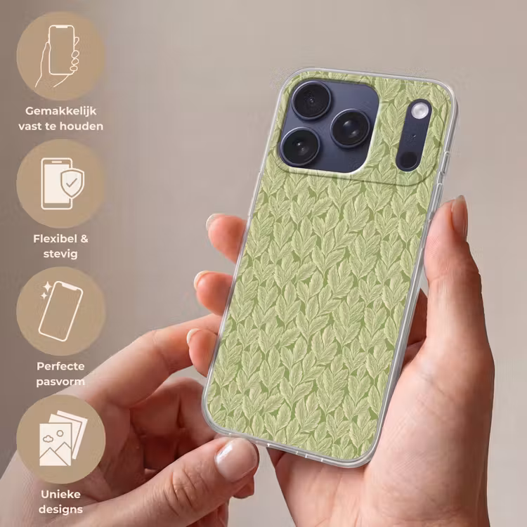 Telefoonhoesje - Groen - Botanisch - Bladeren - Vintage - Patroon — 4