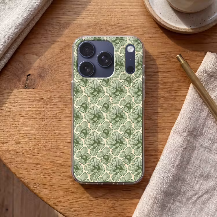 Telefoonhoesje - Groen - Botanisch - Bloemen - Organisch - Patroon — 2