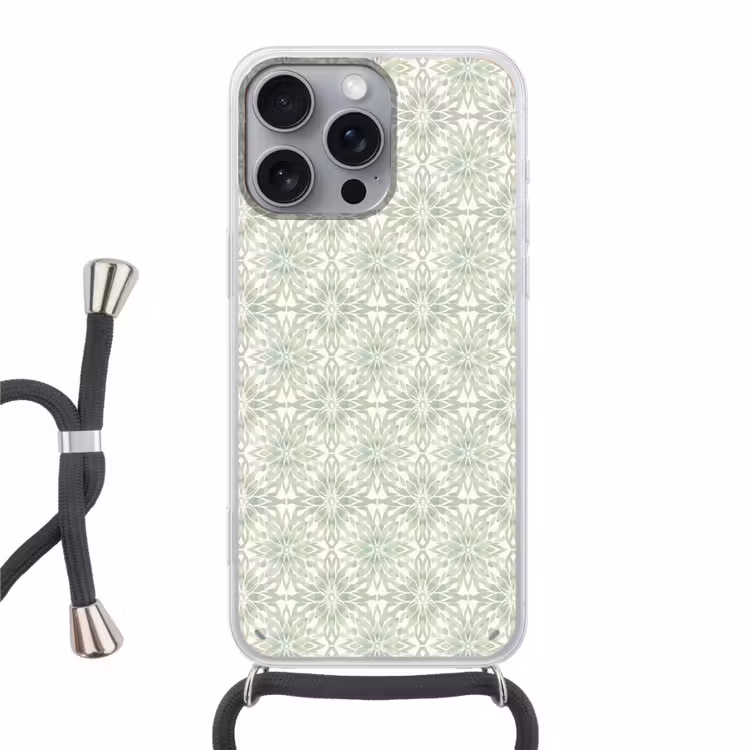 Telefoonhoesje met koord - Saliegroen - Symmetrisch - Mandala - Ornament - Patroon — 1
