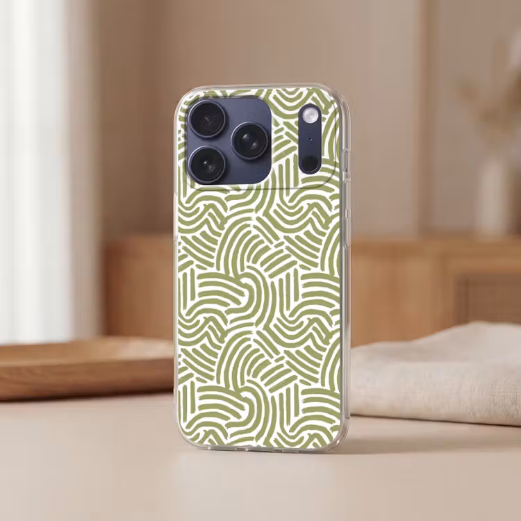 Telefoonhoesje - Saliegroen - Abstract - Bogen - Handgetekend - Patroon — 3