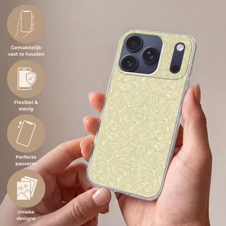 Telefoonhoesje - Saliegroen - Botanisch - Bladeren - Handgetekend - Patroon — 4