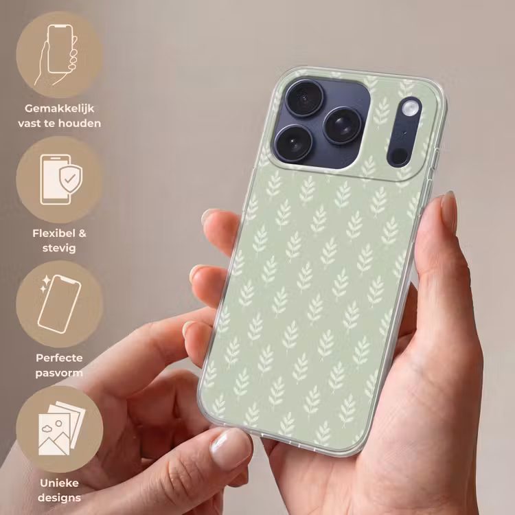 Telefoonhoesje - Saliegroen - Botanisch - Takjes - Minimalistisch - Patroon — 4
