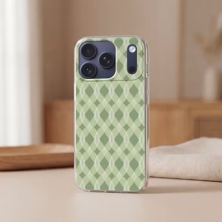 Telefoonhoesje - Saliegroen - Geometrisch - Organisch - Traliewerk - Patroon — 3