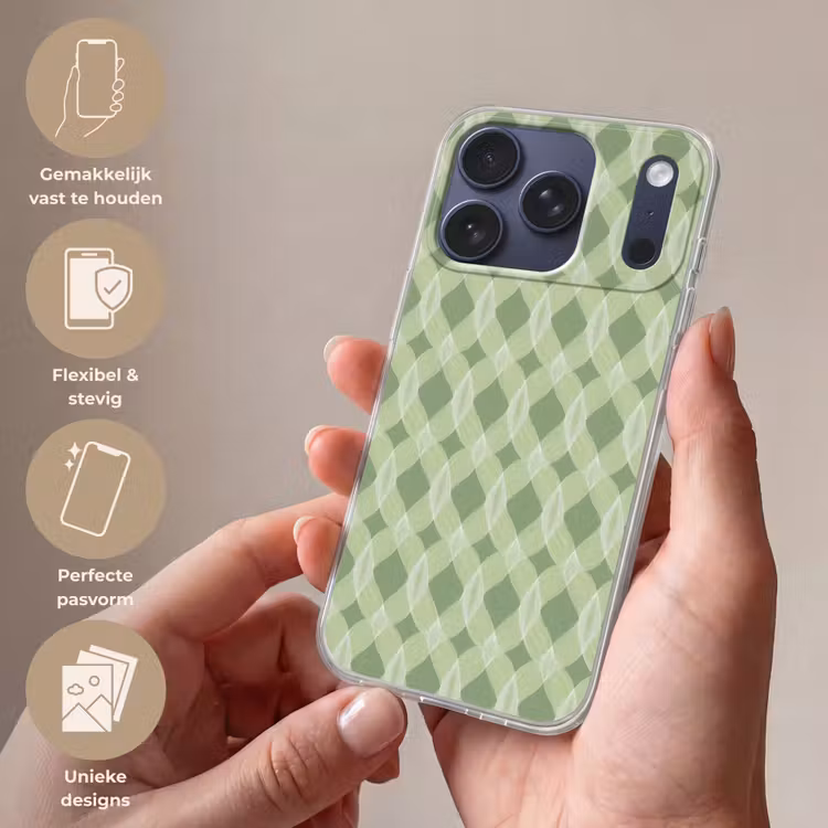 Telefoonhoesje - Saliegroen - Geometrisch - Organisch - Traliewerk - Patroon — 4