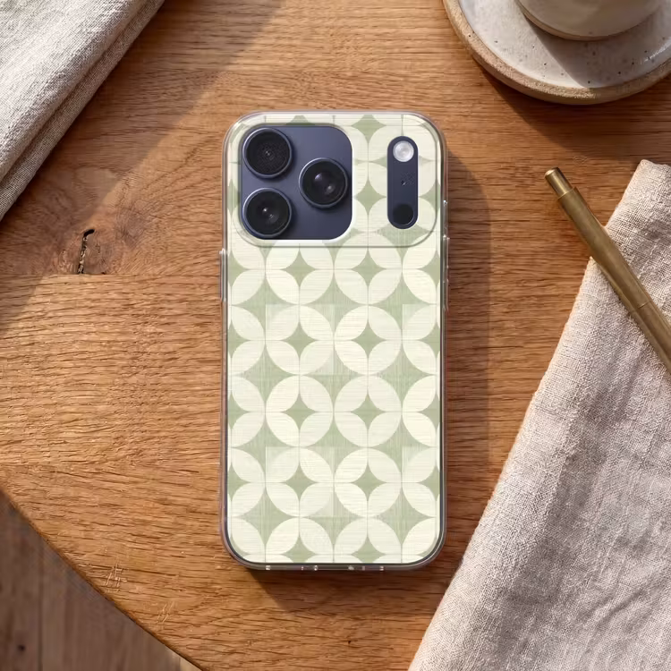 Telefoonhoesje - Saliegroen - Geometrisch - Retro - Mid-Century - Patroon — 2