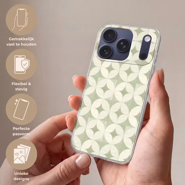 Telefoonhoesje - Saliegroen - Geometrisch - Retro - Mid-Century - Patroon — 4
