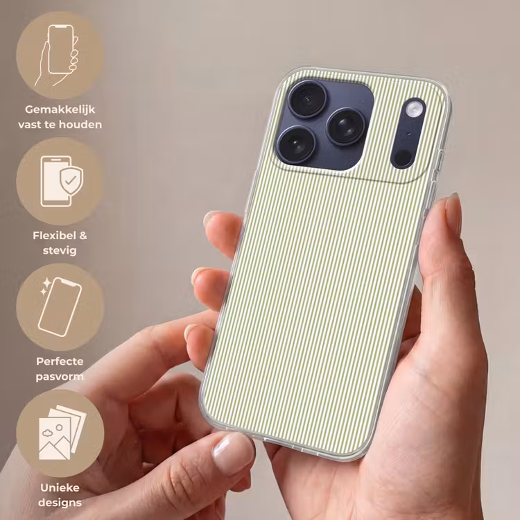 Telefoonhoesje - Saliegroen - Strepen - Minimalistisch - Patroon — 4