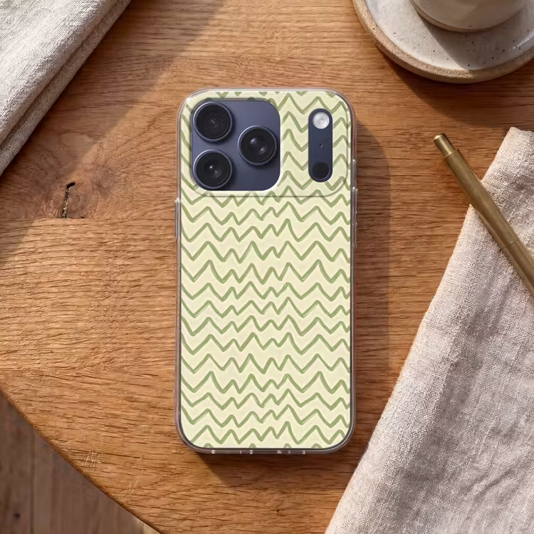 Telefoonhoesje - Saliegroen - Zigzag - Handgetekend - Patroon — 2