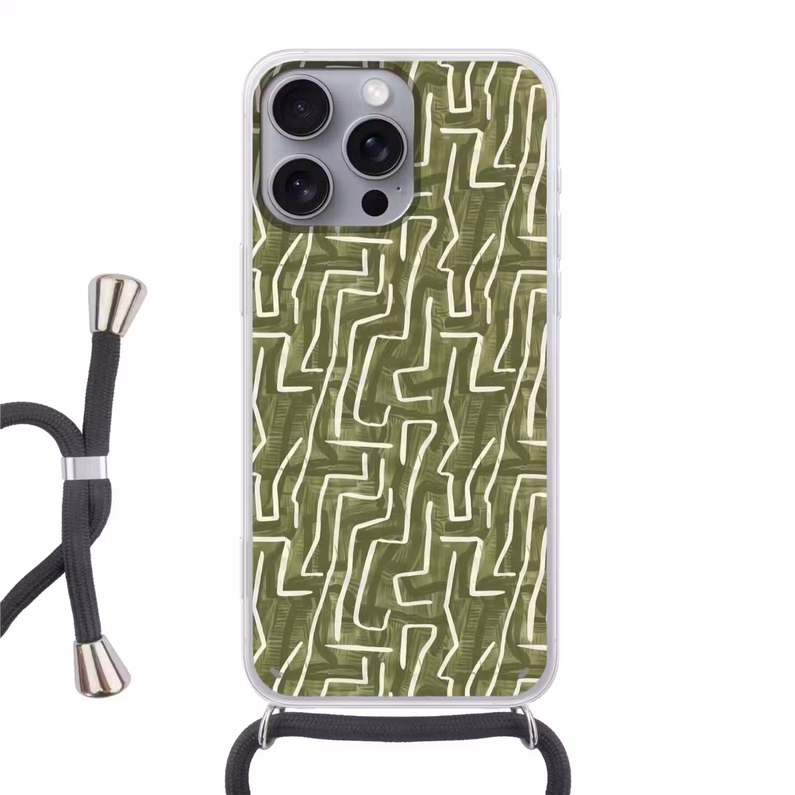 Telefoonhoesje met koord - Groen - Abstract - Penseelstreken - Patroon — 1