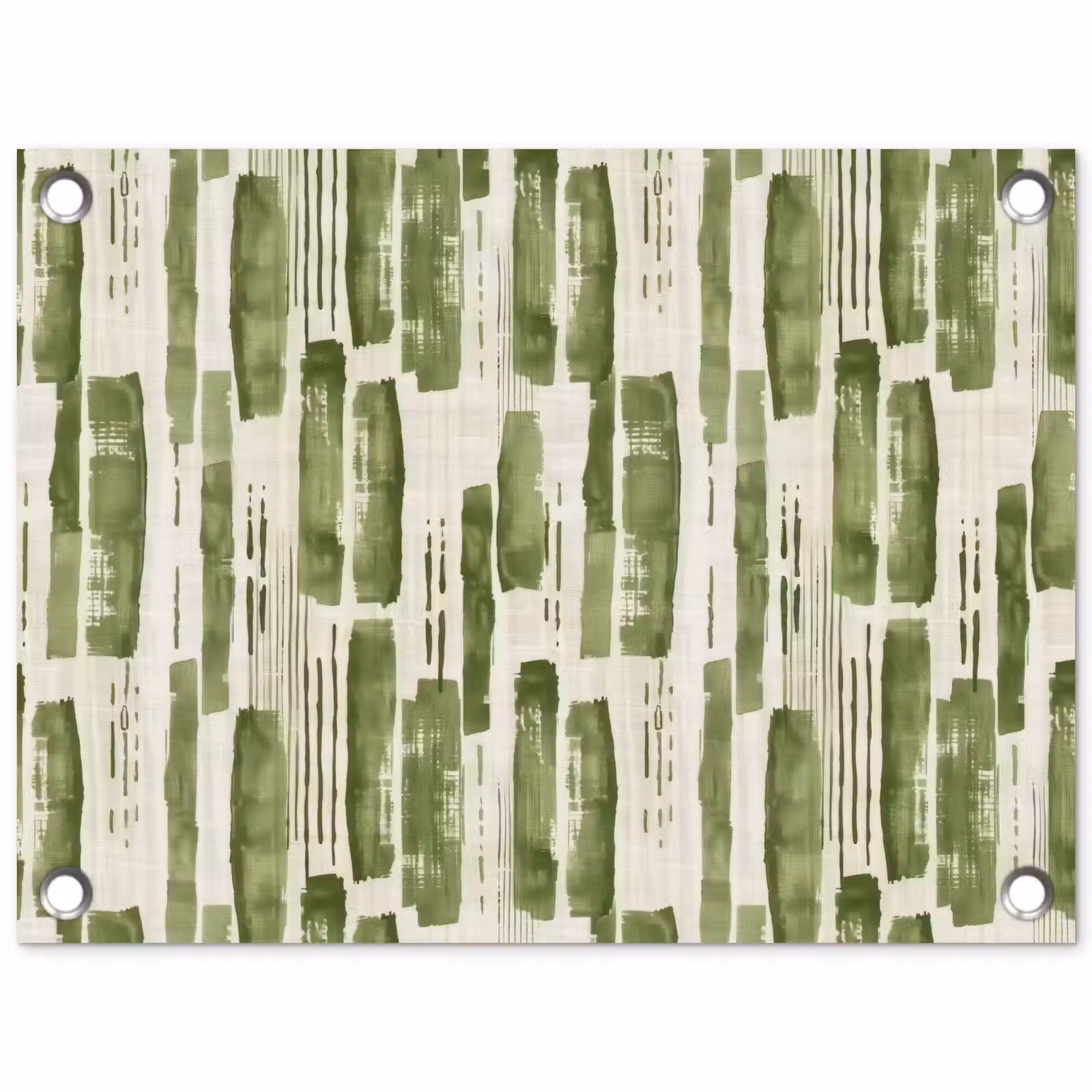 Tuinposter - Groen - Abstract - Penseelstreken - Linnen - Patroon — 1