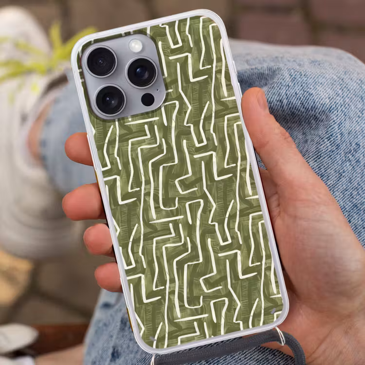 Telefoonhoesje met koord - Groen - Abstract - Penseelstreken - Patroon — 2