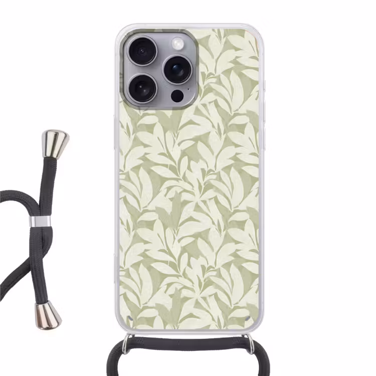 Telefoonhoesje met koord - Saliegroen - Botanisch - Minimalistisch - Patroon — 1