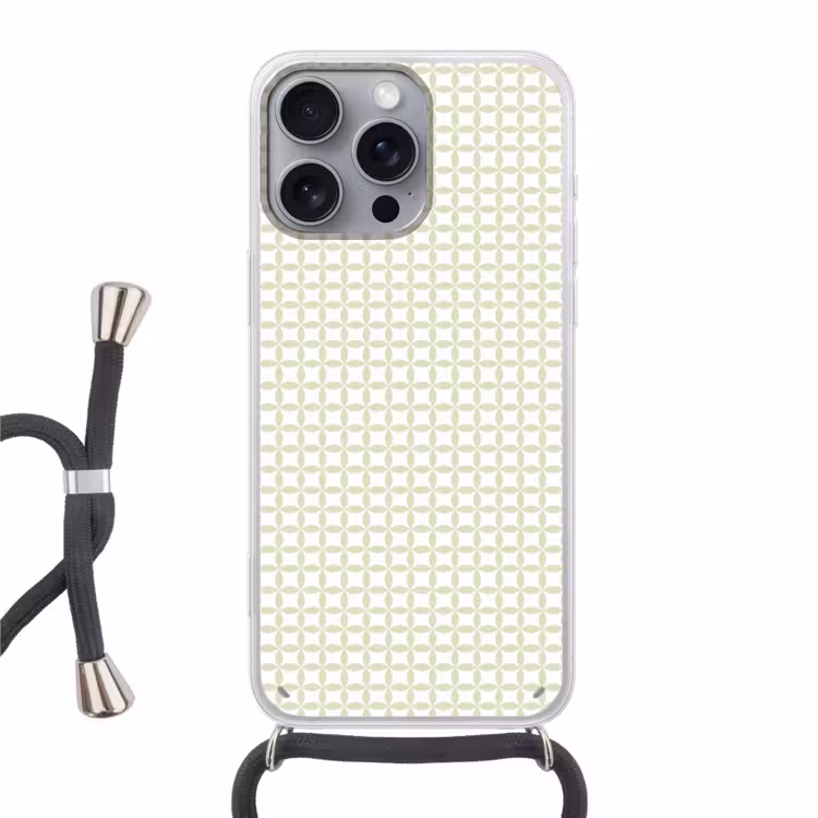 Telefoonhoesje met koord - Saliegroen - Geometrisch - Cirkels - Patroon — 1
