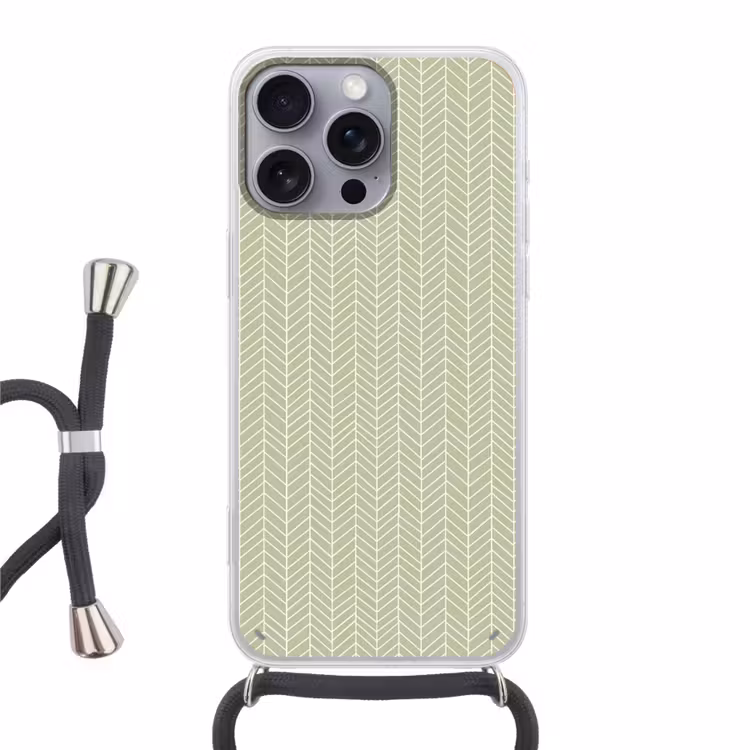 Telefoonhoesje met koord - Saliegroen - Visgraat - Geometrisch - Patroon — 1
