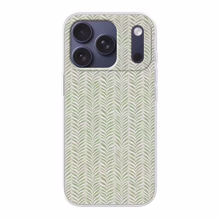 Telefoonhoesje - Saliegroen - Visgraat - Organisch - Penseelstreken - Patroon — 1