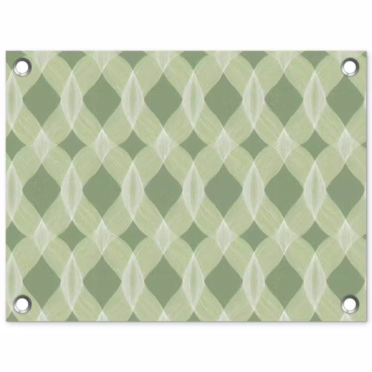 Tuinposter - Saliegroen - Geometrisch - Organisch - Traliewerk - Patroon — 1