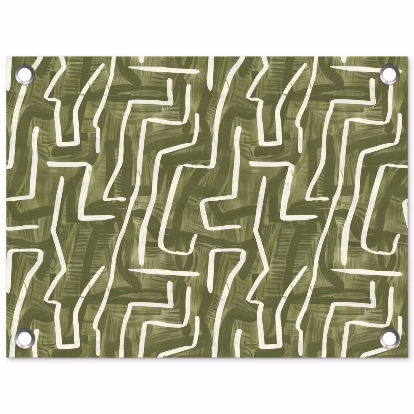 Tuinposter - Groen - Abstract - Penseelstreken - Patroon — 1