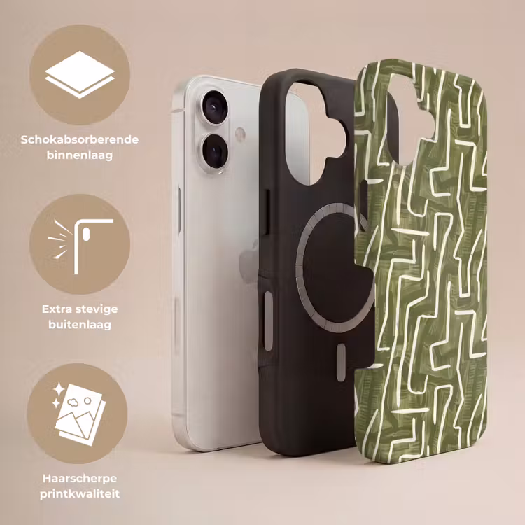 Telefoonhoesje Toughcase - Groen - Abstract - Penseelstreken - Patroon — 3