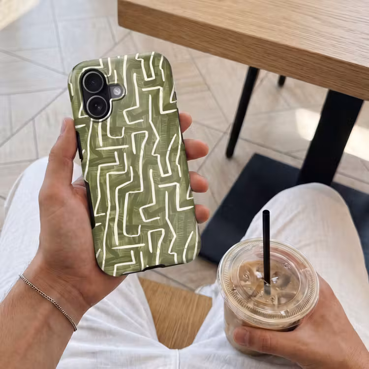 Telefoonhoesje Toughcase - Groen - Abstract - Penseelstreken - Patroon — 4