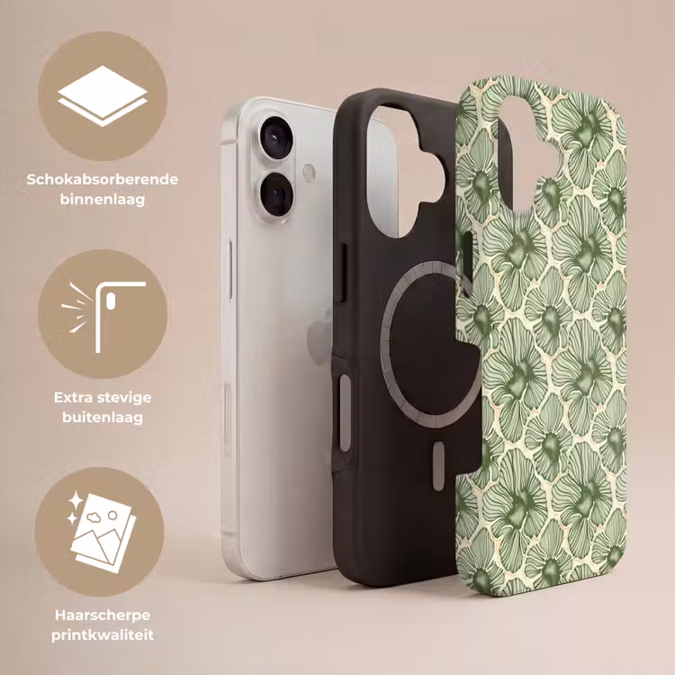 Telefoonhoesje Toughcase - Groen - Botanisch - Bloemen - Organisch - Patroon — 3