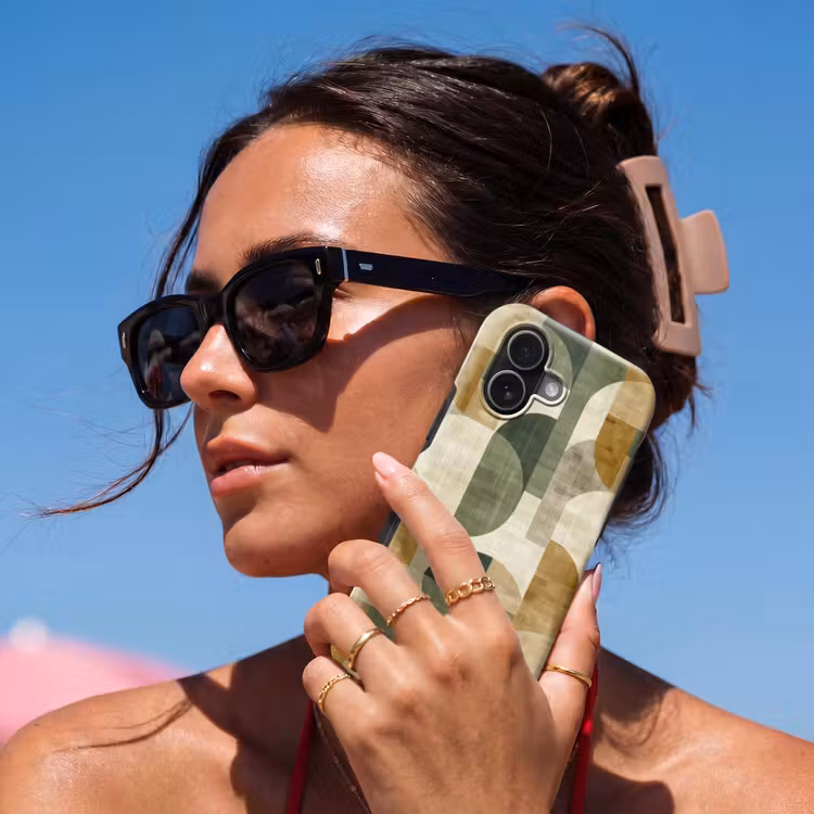 Telefoonhoesje Toughcase - Olijfgroen - Geometrisch - Abstract - Mid-Century - Linnen - Patroon — 6