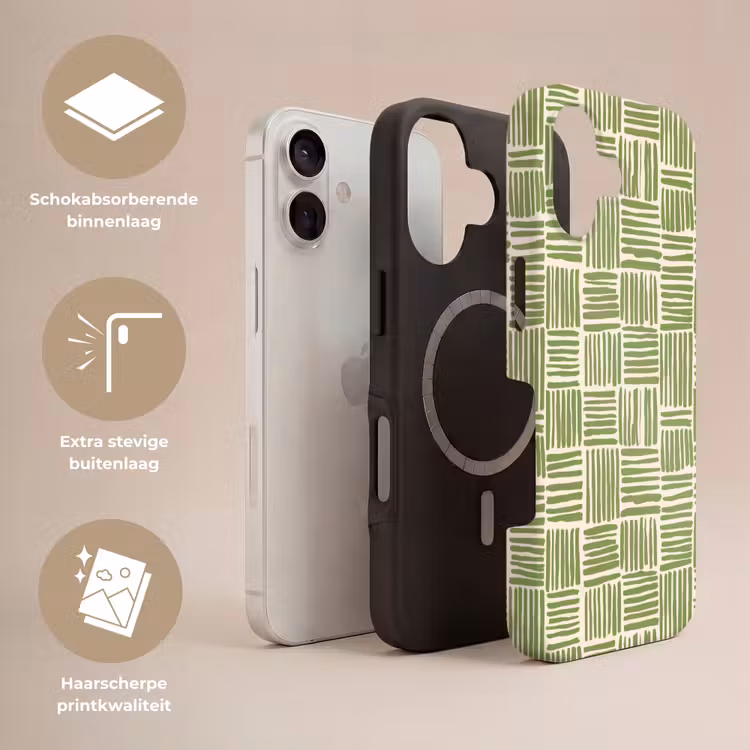 Telefoonhoesje Toughcase - Saliegroen - Blokken - Handgetekend - Patroon — 3